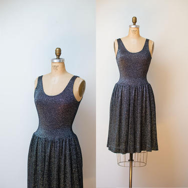 1980s Knit Lurex Dress / 80s Dress 
