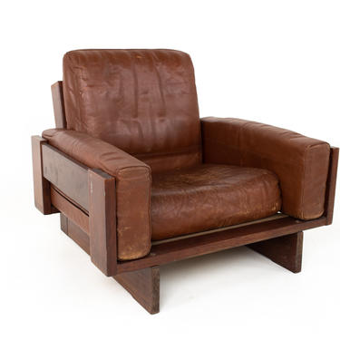 Peter Opsvik for Bruksbo Stranda Industries Mid Century Walnut and Leather Lounge Chair - mcm 