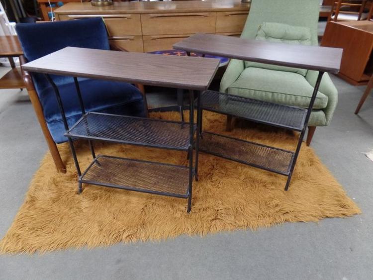 Mid-Century metal and laminate console tables