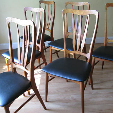 Set of 6 Koefoeds Hornslet Danish High-back dining side chairs 