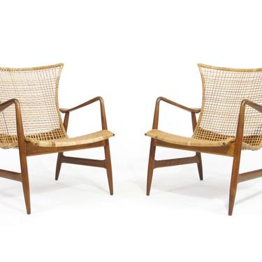 Ib Kofoed-Larsen for Selig Cane Lounge Chairs