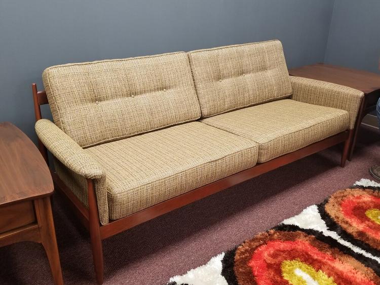 Mid-Century Modern wood frame sofa