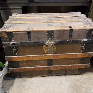Vintage Trunk with Wood Strapping