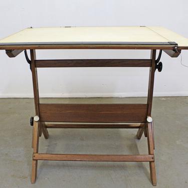 Vintage Drafting Table Industrial Adjustable Wood Drafting Table Desk 