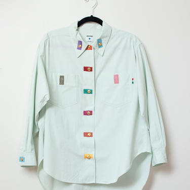 1990s Moschino Shirt | 90s Oversize Button Front Shirt 