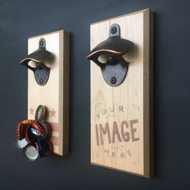 Personalized Magnetic Bottle Opener - Catches Caps, Refrigerator or Wall Mounted 