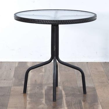 Contemporary Black Frame Patio Table W Glass Top