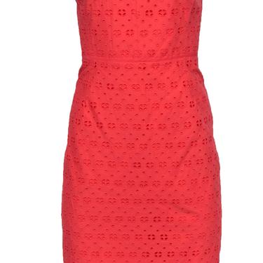 J.Crew - Coral Cotton Eyelet Lace Overlay Strapless Dress Sz 10