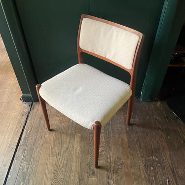 JL Moller Model #80 Danish Teak Clothe Dining Chairs Vintage Mid-Century Modern Scandinavian MCM Upholstered 1960s 
