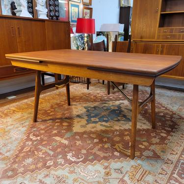 Vintage Danish Modern Dining Table with Brass Supports