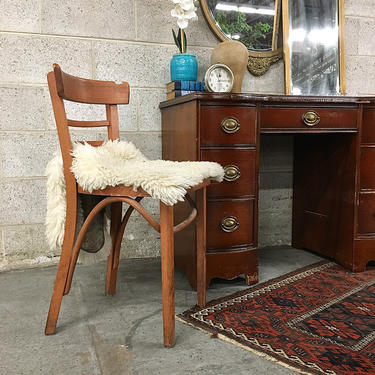 LOCAL PICKUP ONLY Vintage Wood Frame Chair Retro 1960s Brown Desk or Kitchen Chair with Bar Back and Curved Details on Legs 
