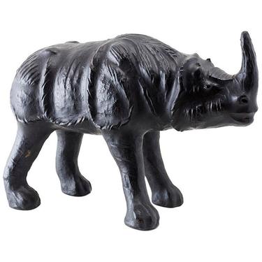 Large Leather Clad Rhino Sculpture or Footstool by ErinLaneEstate