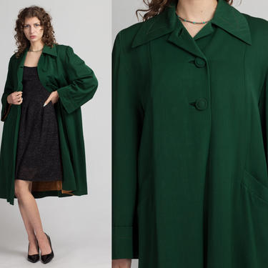 50s 60s Green Collared Swing Coat - Extra Large | Vintage 50s 60s Green Collared Swing Coat - Extra Large | Vintage