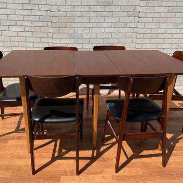 Mid Century Modern Danish Gate Leg Drop Leaf Folding Dining Table and 6 Dining Chairs - 7 Piece Set