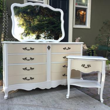 SOLD! French Provincial Creamy Chenille Bedroom Set by CalVintageDesigns