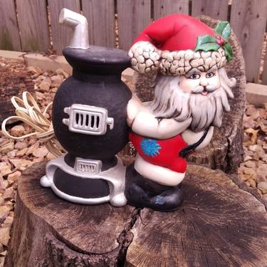 Charming Glenview Mold Ceramic Santa and Pot Belly Stove 