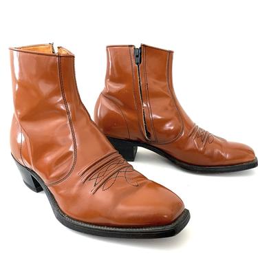 Vintage 1960s SEARS Roebucks WESTERN Ankle Boots ~ size 9 EE ~ Shoes ~ Zipper / Zip-Up ~ Beatle / Mod ~ Cowboy 