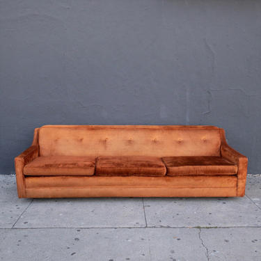 Rusty Orange Velvet 1960’s Sofa-As Found