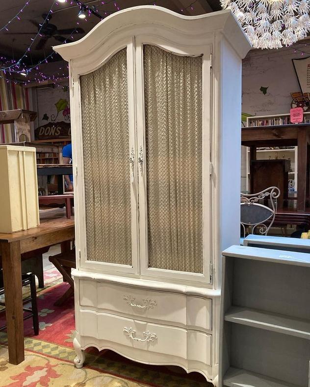 Faux French armoire. 38” wide 19” deep 76.5” tall. 