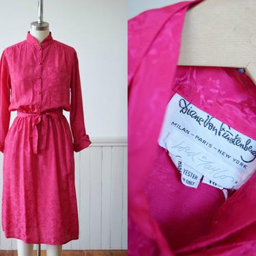 Late 1970s- Early 1980s Diane Von Furstenberg Hot Pink Day-to-Night Dress | XS/S 