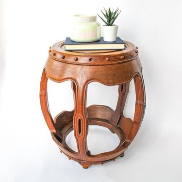 Stunning Asian Hand Carved Solid Side Table / Stool 