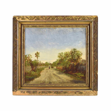 19th C. Louisiana Painting Figures on Dirt Road attributed to Dantonet New Orleans 