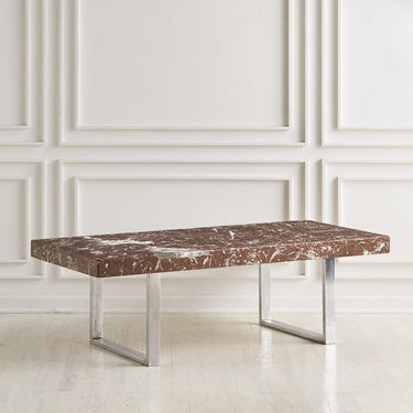 Rosso Levanto Marble and Chrome Coffee Table