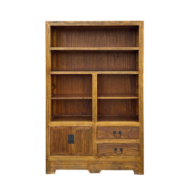 Rustic Raw Wood Medium Brown Bookcase Display Cabinet cs5944E 