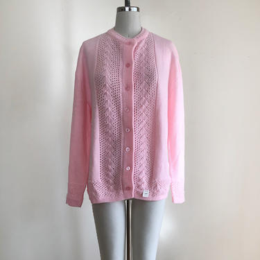 Bubblegum Pink Cardigan Sweater - 1960s 