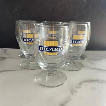 Vintage Pastis Glasses - Ricard Pastis, French aperitif glasses, set of 6 