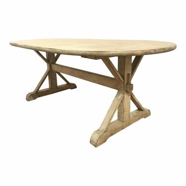 Organic Modern Antique White Wood Dining Table