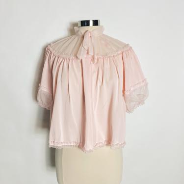 Vintage Pink Ruffle Bed Jacket 1950s 