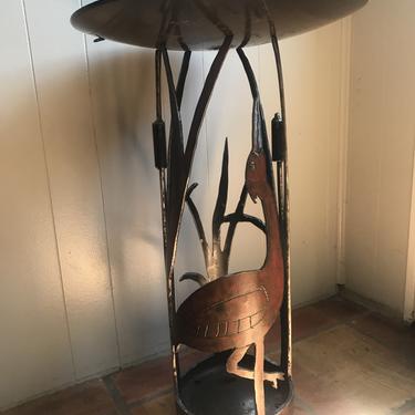 Hand forged copper side table, signed