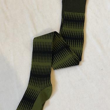 1960s thigh-hi knit stockings Green & Black