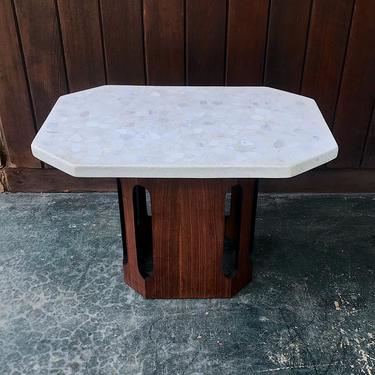 Harvey Probber Terrazzo Walnut EndTable Side Table Mid-Century Modern Stone Marble 