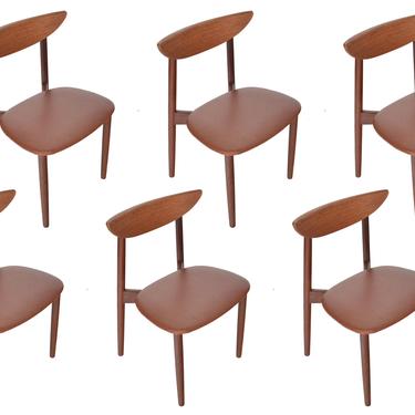 Set of Six Danish Mid Century Modern Harry Ostergaard Model 58 Teak Dining Chairs 