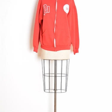 vintage 80s sweatshirt red basketball print hoodie athletic clothing top XL 
