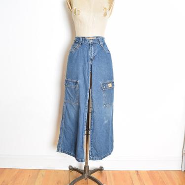 vintage 90s jeans Kik Girl Systems denim wide leg cargo raver pants XS 