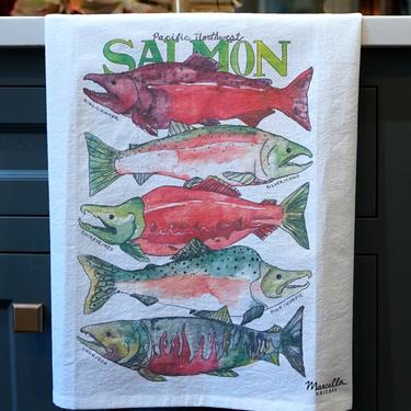 Salmon Watercolor Kitchen Towel
