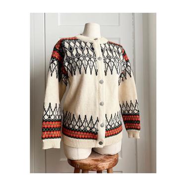 1950s Nordic Wool Ski Cardigan- size medium 