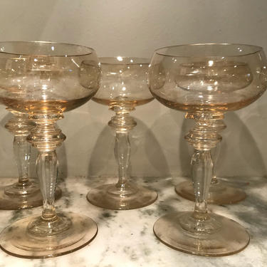 Vintage Champagne Glasses Two Tone Coupe Crystal 