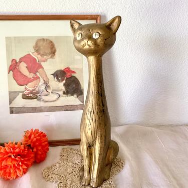 Curious Kitty Cat, Tall Sculptural, Mid Century Decor, Vintage 60s 70s 