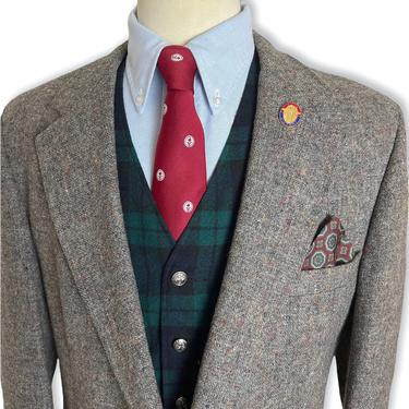 Vintage DONEGAL Wool TWEED Blazer ~ 44 Long ~ Flecked ~ jacket / sport coat ~ Preppy / Ivy League / Trad ~ 