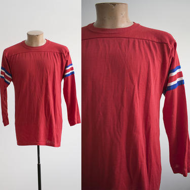 Vintage Athletic Shirt / Longsleeve Athletic Shirt / Vintage Football Jersey / 60s Athletic Shirt / 60s Football Shirt / Red White and Blue 