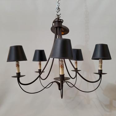 Currey &amp; Company Chandelier with Black Shades