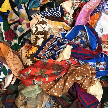 Vintage Scarf Lot | Boho Mod Wholesale Assorted Colors Sizes Fabrics - Lot of 3, 5, 10, 20 