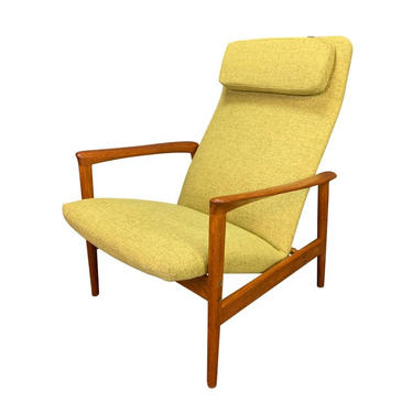 Vintage Scandinavian Mid Century Modern Teak Lounge Chair Recliner by Alf Svensson for Dux of Sweden 