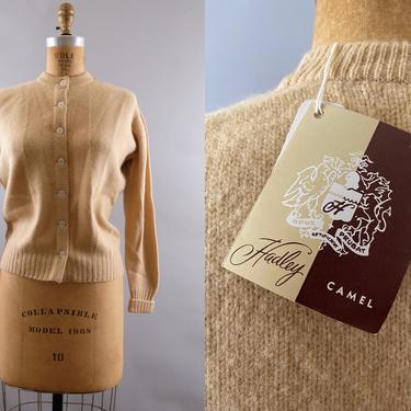50s HADLEY Camel Hair Cardigan Sweater Size 40 Women's NWTs 
