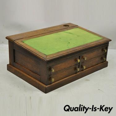 Antique Mission Oak Arts &amp; Crafts 4 Drawer Spool Thread Cabinet Writing Lap Desk
