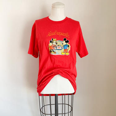 Vintage 1980s Lenticular Mickey Mouse Birthday Tee / M 